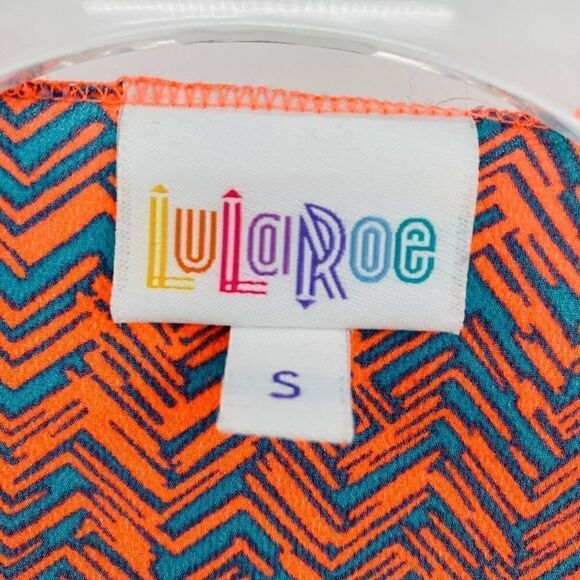 Lularoe Size Small Hot Pink & Blue Chevron Print Fringe Monroe Kimono Coverup - Picture 5 of 6